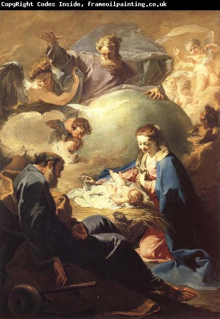 PELLEGRINI, Giovanni Antonio The Nativity with God the Father and the Holy Ghost
